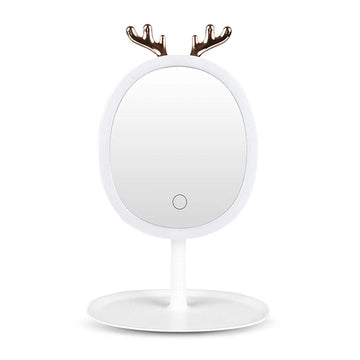 SOGA White Antler LED Light Makeup Mirror Tabletop Vanity Home Decor