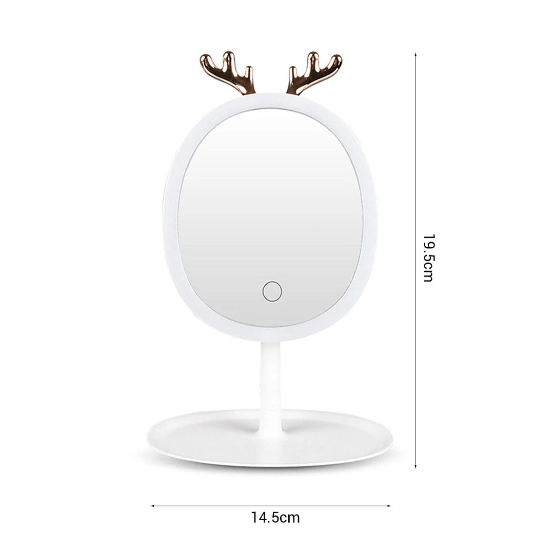 SOGA White Antler LED Light Makeup Mirror Tabletop Vanity Home Decor
