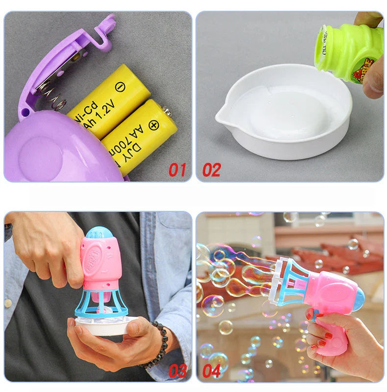 Soap Bubbles Bubble Gun Blowing Machine For Kids Play